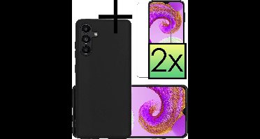 Hoesje - Met 2x Screenprotector - Geschikt voor Samsung Galaxy A04s - Sterk & Shockproof - Back Cover - Siliconen Case - Telefoon Hoes - Zwart