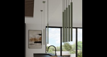 Sollux Lighting Hanglamp Pastelo - 104x25x25cm - G9 - olijfgroen - staal