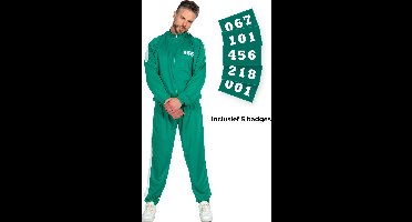 Koreaanse Gamer Deelnemer Retro Trainingspak Groen Met 5 Badges Volwassene Kostuum