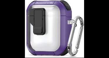 Schokbestendig Hoesje - Geschikt voor Apple AirPods 2 & 1e Generatie - Hardcase Met Sleutelhanger - Transparant & Paars