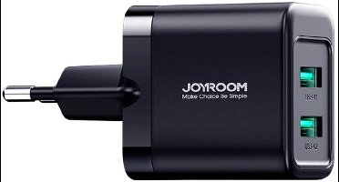 Joyroom 2 Poorten USB-A Oplader 12W - Zwart