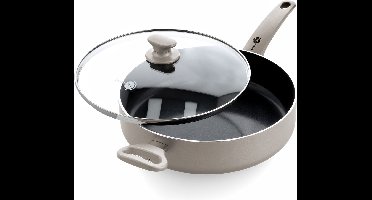 Greenpan Cambridge Bronze Keramische Hapjespan met deksel Ø28cm - 4.2L – PFAS-vrij – Inductie Hapjespan – Ovenbestendig tot 160°C – Vaatwasserbestendig – Snelle opwarming – Koudgrepen – Brons