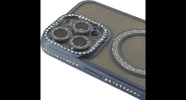HEM Hoesje Geschikt voor iPhone 13 Pro Max Hoesje - Geschikt voor MagSafe - Shockproof Backcover - Blauw-Paars Glitter Transparant hoesje