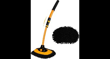 Telescopische Wasborstel - Uitschuifbare Raamwisser - Ramenwasser - Autowasborstel - Telescoopsteel Ramenwassen - Extendable Washing Brush - Telescopic Window Wiper - Ruitenreiniger - 59-110 cm - Zwart en Geel