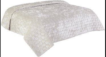 Unique Living Bedsprei Amiens - creme wit - 170 x 220 cm - katoen/polyester - luxe motief - deken - plaid