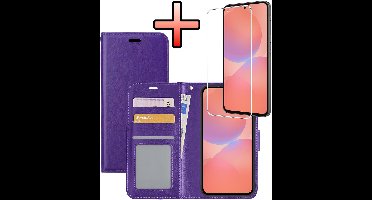 Hoesje - Met Screenprotector - Geschikt voor Samsung Galaxy A36 - Luxe Pasjeshouder - Bookcase Portemonee - Flip Case - Kunstleer Book Case - Flipcase - Book Cover - Walletcase - Portemonneehoes - Paars