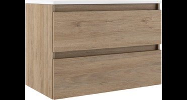 Saniclass Chaci Badkameronderkast - 80cm - 2 lades - greeploos - eiken