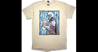 Disney Star Wars - The Mandalorian Holding Grogu Heren T-shirt - S - Creme