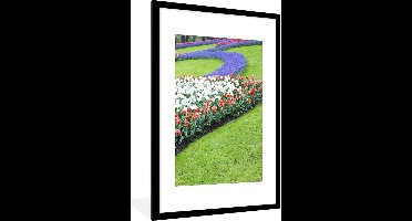 Fotolijst incl. Poster - Bloembedden in de Keukenhof in Zuid-Holland - 80x120 cm - Posterlijst