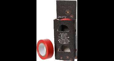Decoris Rode kerst raamtape - Kerstraam versiering op rol - 1000 cm