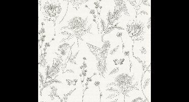 VOGELS EN VLINDERS BEHANG | Botanisch & Dieren - Wit Zwart - Living Walls Drawn Into Nature