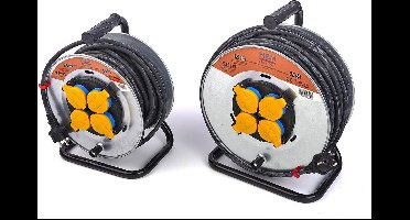 hbm 25 meter spatwaterdichte ip44 stroomhaspel, kabelhaspel 3 x 1,5 mm