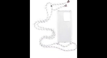 Shop4 - Geschikt voor Samsung Galaxy S20 Ultra Hoesje - Zachte Back Case met Koord Multi Wit