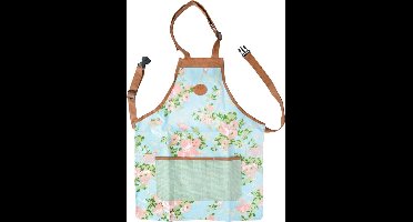 Esschert Design Tuinschort Roosprint Canvas Blauw One-size