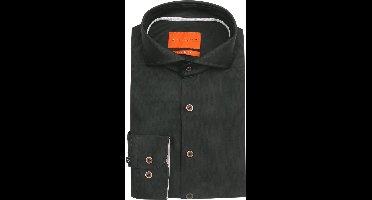 Suitable Herringbone Overhemd Donkergroen - Maat 40 - Heren - Overhemden Formeel