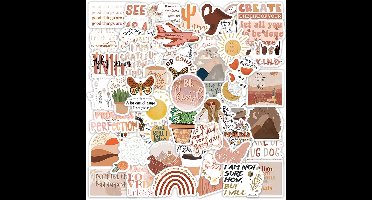 50 stuks boho aesthetic stickers vintage vinyl PVC stickers voor personalisatie laptop waterfles koffer gitaar