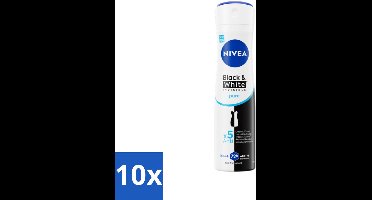 NIVEA – Deodorant Spray – Black & White Invisible Pure – 150 ml - Bulkverpakking - 10 stuks