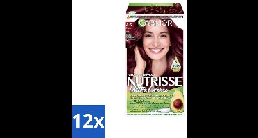 12 x Garnier - Nutrisse Ultra Crème 4.6 - Haarkleuring - Diep Rood Middenbruin - Intens Voedend - Permanente Kleur - Haarverf - Permanente Haarkleuring - Nutrisse Ultra Crème - Haarkleur - Grijsdekking