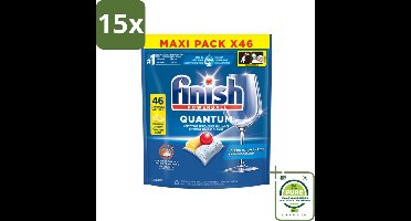 15 x Finish - Vaatwasmiddel - Quantum Vaatwastabletten Citroen - Diepe Reiniging & Frisheid - 46 capsules - Grootverpakking - Vaatwastabletten - Vaatwasser - Diepe Reiniging - Citrusgeur - Glans