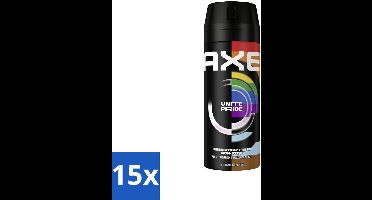 15 x AXE - Deodorant Spray - Unite - Verzorgend - Kruidige Geur - 150 ml - Deodorant Spray - Zweetvermindering - Geurneutralisatie - Frisheid - Zinktechnologie