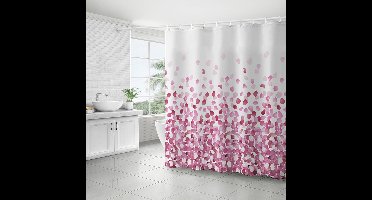 Boraboi® Roze schimmelwerend polyester douchegordijn met haken voor badkamer,Roze,180*180 cm