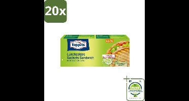 20 x Toppits – Lunchzakjes – Hersluitbaar – 1 Liter – 50 Zakjes - Grootverpakking - Sandwichzakjes - Lunchzakjes - Snacks - Broodjes - Fruit