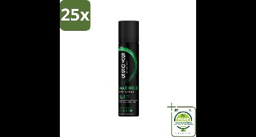 25 x Syoss - Max Hold - Haarspray - Compacte Fixatie - 75 ml - Grootverpakking - Haarspray - Fixatie - Styling - Syoss - Max Hold