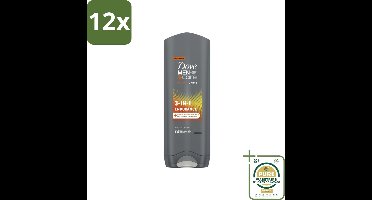 Dove Men+Care 3-in-1 Douchegel - Sport - 250 ml - Voordeelverpakking - 12 stuks - Mannenhuid - Hydratatie