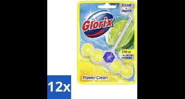 Glorix - Toiletblok - Power Clean Citroen - Fris & Citroen - 1 blok - Voordeelverpakking - 12 stuks