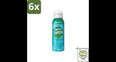 Happy Earth – Deodorant Natural Air Spray – 100% Natuurlijk Cedar Lime – 100 ml - Voordeelverpakking - 6 stuks - Aerosol deodorant - 100% natuurlijk