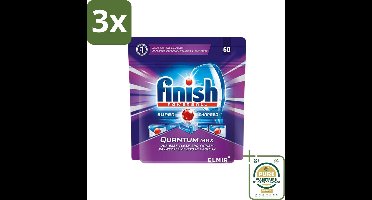 3 x Finish Powerball - Quantum MAX - Vaatwastabletten - Reiniging & Glans - 60 Tabletten - Grootverpakking - Vaatwasmiddel - Vaatwastabletten - Anti-kalk - Reiniging - Glans