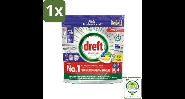 1 x Dreft Professional - Platinum All In One - Vaatwascapsules - Citroen - Antikalkaanslag - 75 Capsules - Vaatwascapsules - Vaatwasser - Schone Vaat - Kalkaanslag - Reiniging