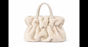 HS Faux Fur Handtas Dames Creme - Teddy Tas - Rits - Binnenvak - 38 cm