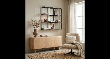 Wandrek Branco - Metaal - Zwart - 105 x 105 x 20 cm (BxHxD)