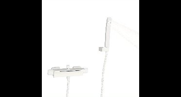 Muurmaandkraan – Badkraan – Douchekraan – Watervalkraan – Handdouche – Duurzaam Messing – Witte Mat Design