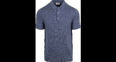 Suitable Heavy Knitted Polo Raw Denim Blauw - Maat M - Heren - Polo shirt Heren met Korte mouw