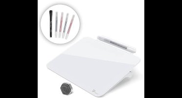 TOWON Glas Mini Whiteboard Ezel Pad Set, A5 Bureau Whiteboard Kantoor Accessoires met Pen