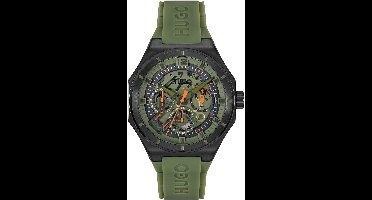 HUGO HU1530376 #GRAIL SKELETON Heren Horloge - Mineraalglas - Staal/Silicone - Groen/Zwart - 44 mm breed - Quartz - Gesp - 5 ATM (douchen)