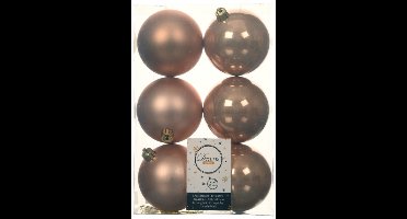 Decoris Kerstballen - 18x st - toffee bruin - D8 cm - kunststof - mat/glans - kerstversiering
