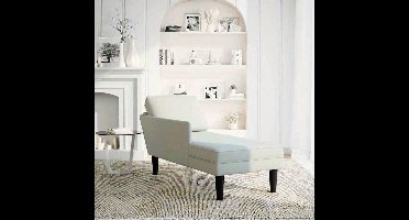 Chaise Longue – Loungebank – Ligbank – Loungebed – Relaxfauteuil – Lichtgrijs Velvet – Inclusief Kussen – Rechter Armleuning