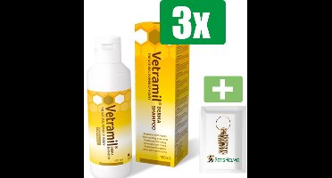 Vetramil Derma Shampoo 150 ml - 3 stuks - Inclusief PetsHome Goudkleurige Adreskoker