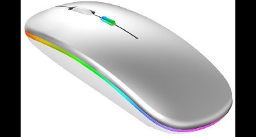 Draadloze, oplaadbare, stille muis met LED-achtergrondverlichting. Geschikt voor pc-laptops met 2,4 GHz-ontvanger, Bluetooth dual-mode optische muis.