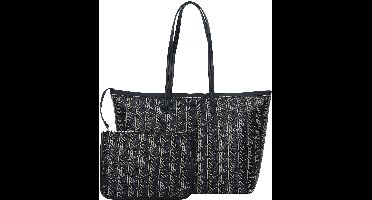LACOSTE Schoudertas Shopper Shopping Bag Mono Noir Beige Zwart