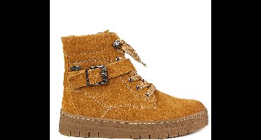 Marco tozzi mosterdlaarzen met bont gevoerd echt leer zln 0533