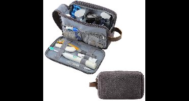 YOZHIQU Toilettas geschikt voor heren - Reistoilettas - Make-uptas - Dubbele ritssluiting - Grote inhoud - 5 liter - Donkergrijs