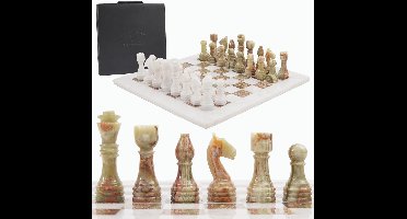 RADICALn 15 inch handgemaakte witte en groene onyx marmeren volledige schaakspel originele marmeren schaakset