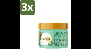 3 x Lovea – Haarmasker – Kokos & Groene Thee 3-in-1 – Herstellend en verzachtend – 390 ml - Kabel - Kabels - Kabelsysteem - Kabelsysteem