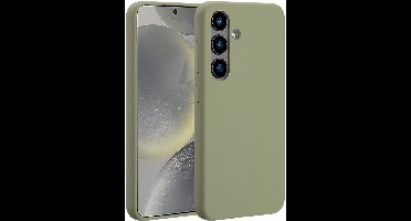 Accezz Hoesje - Geschikt voor Samsung Galaxy S24 - Liquid Silicone Backcover met Magnetische Ring - Cooper Green