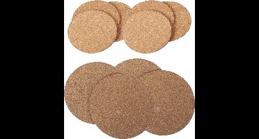 Pannen en glazen onderzetters set van kurk - 12x van 10 cm en 4x van 18 cm - Keuken artikelen