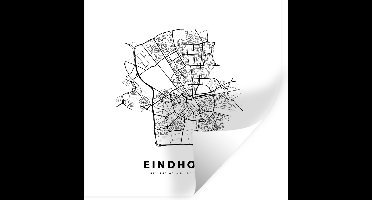 Muurstickers - Sticker Folie - Nederland – Eindhoven – Stadskaart – Kaart – Zwart Wit – Plattegrond - 30x30 cm - Plakfolie - Muurstickers Kinderkamer - Zelfklevend Behang - Zelfklevend behangpapier - Stickerfolie